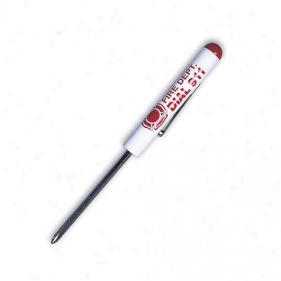 Pocket Screwdriver With Reversible Phiilips And Standard Blades, Button Top