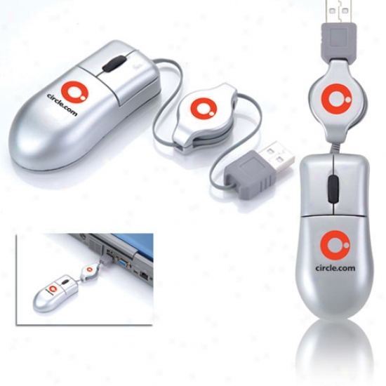 Portable Optical Peer With Scroll Wheel And 30" Retractable Usb Cord