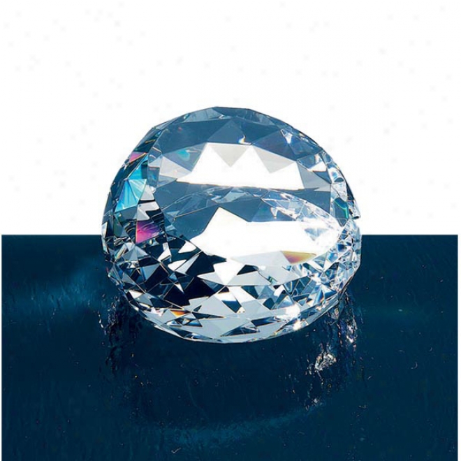 Regalia Optica Couture - Clear Prism Rainbow - Round Faceted Crystal Paperweight