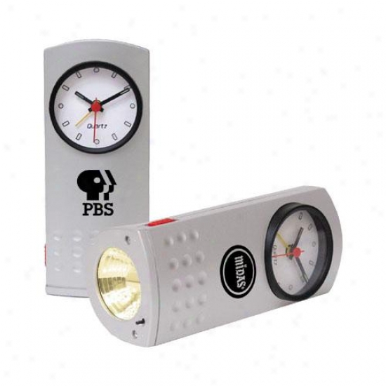 Safety Flashlight Travel Alarm Clock With Second Hand