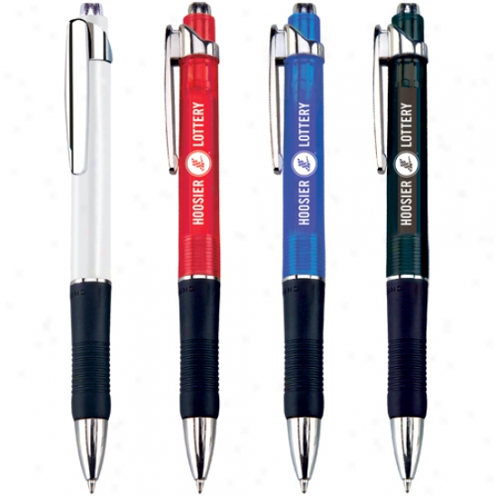 Sirus - Retractable Ballpoint Pen With Comfort Rubber Grip And Silver Accents