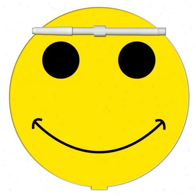 Smiley Face - Stock Shape, Dry Erase Write On-wipe Off Memo Board With Marker, Laminnted