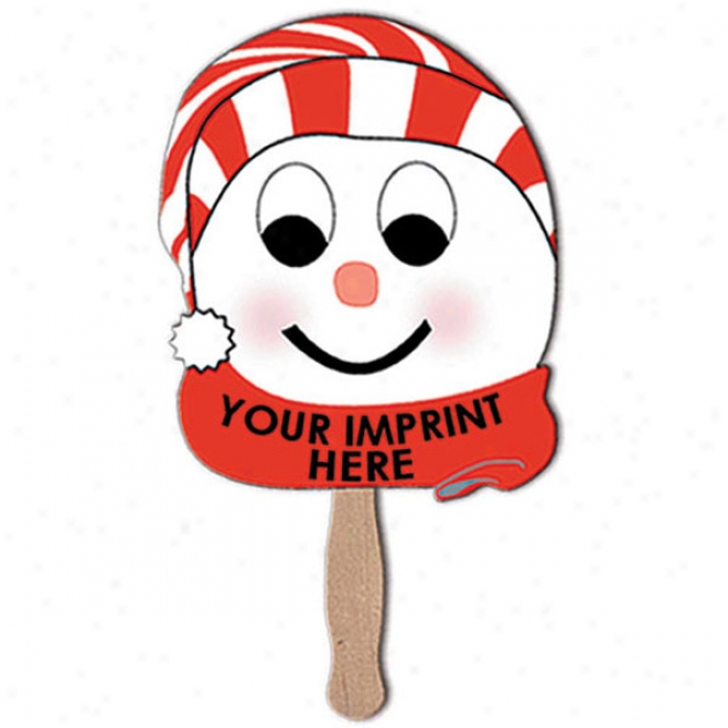 Snowman With Stocking Cap On A Stick, Made From Violent Density White Poster Board