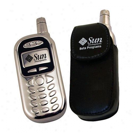 Stainless Steel Cell Phone Flask With Leather Carrying Case