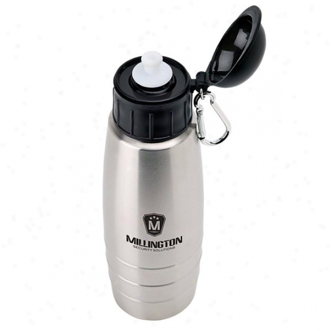 Stainless Steel Flip Top Bottle Wi5h Carabiner - 24 Oz