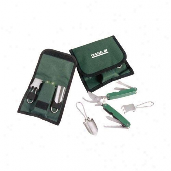 Stainless Steel Mini Gardening Set With Green Nylon Case