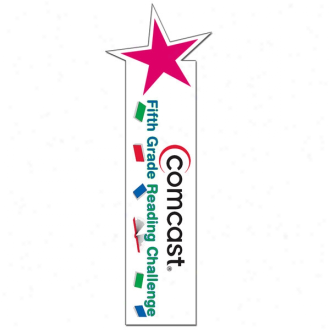 Star - Full Color Bookmark iWth Shaped Top, Made Of 14 Pt. Pure Poster Board, 1.75" X 8"