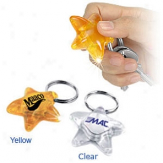 Star Shape, Flashlight Key Ring With A Krypton Lamp And A 4.5v Disposable Battery