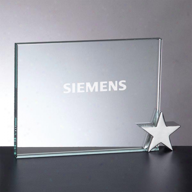 Starlite Optica Couture - 4" X 6" - Smooth Glass Award With Star Shaped Corner Stand