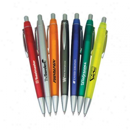 Statesman - Functional Ballpoint Pen With Satin Pewter Finish On The Plunger, Clip And Tip