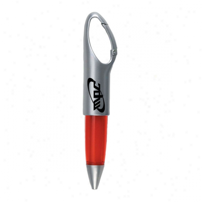 Proud - Carabiner Pen With Translucent Barrel And Silver Trim