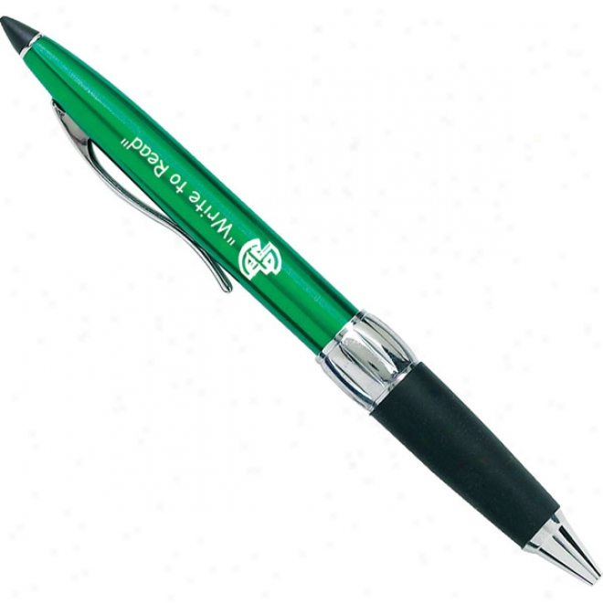 Streamline - Metallic Ballpoint Pen With Stylus On Top And Snug Rubber Grip