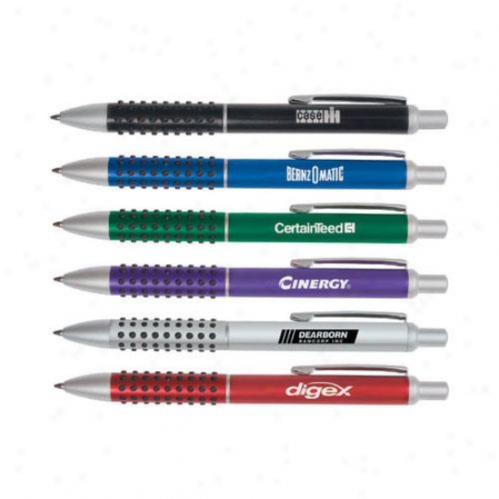 Tactile - Aluminum Satin Finish Retracyable Ballpoint Pen With Rubber Grip