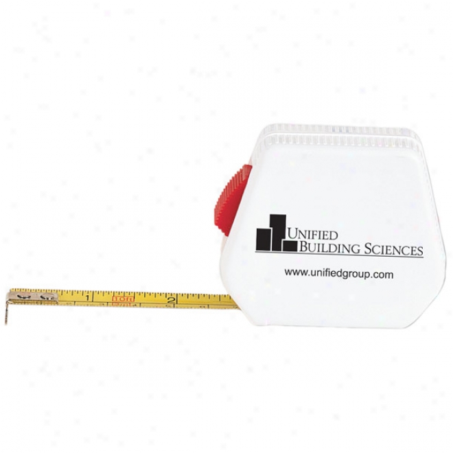 Tape Measure In Case Wirh Stop Lock Action And Belt Clip, 2 3/4" X 2 1/4"