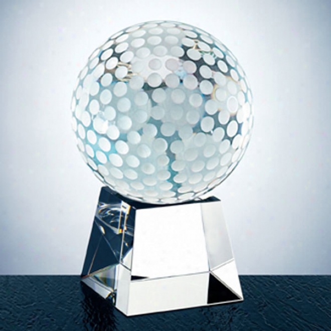 The Open Optica Couture - 3 1/2" X 2 3/8" - Crystal Award Of Golf Ball Atop A Clear Base