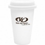 Double Wall White Ceramic Cup W/white Lid