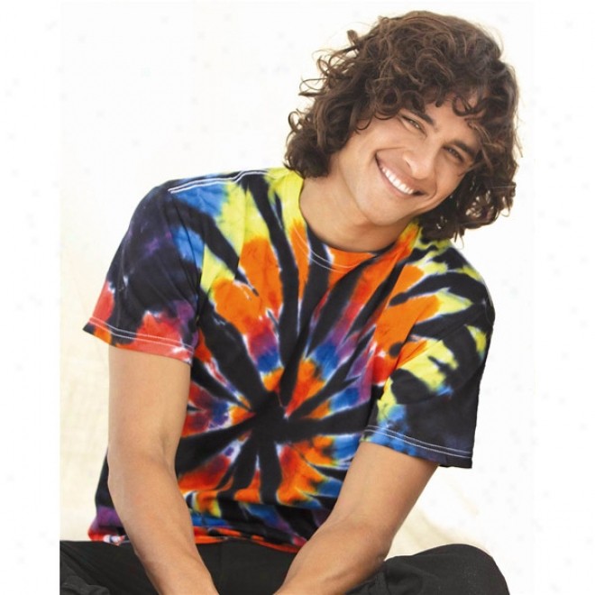 Tie-dyed Short Sleeve Rainbow Cut-spiral T-shirt