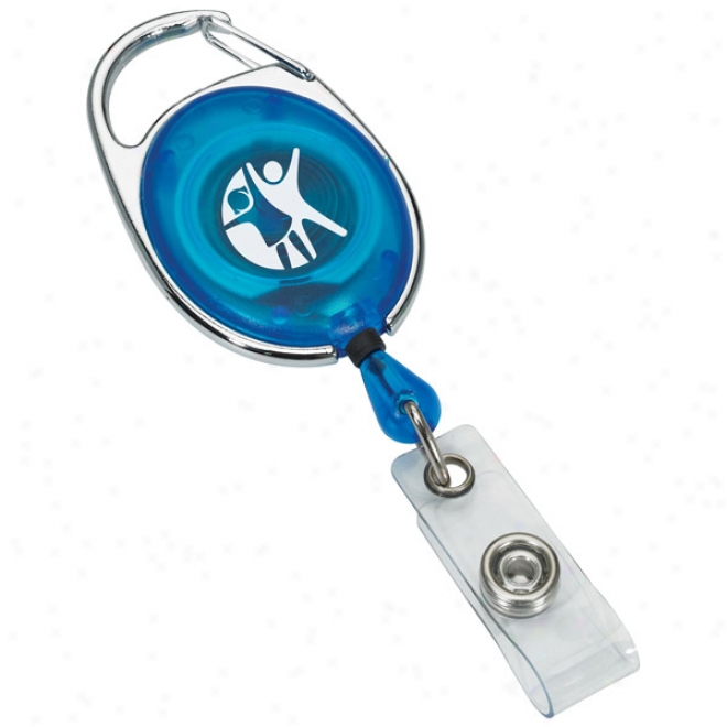 Translucent Retractable Badge Reel With Silver Sport Clip