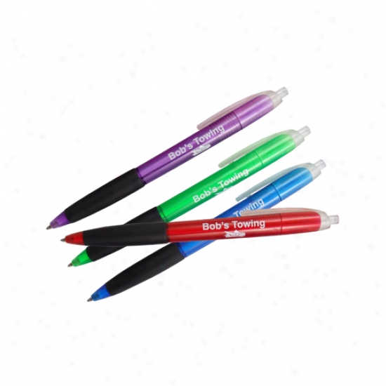 Translucent Retractable Ballpoint With Rubber Grip