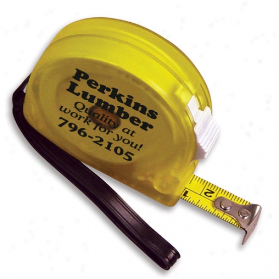 Translucent Yellow - Translucent 10' Tape Measure With Tape Lock, Belt Clip And Strap