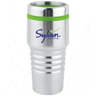 Travel Tumbler With Debossed Ruled Grip And Color Plastic Liner