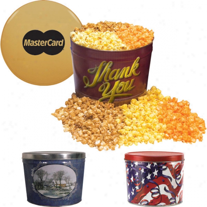 Two Gallon Popcorn Tin- Three Way