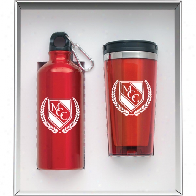 Two Piece Red Stainless Steel Gift Set