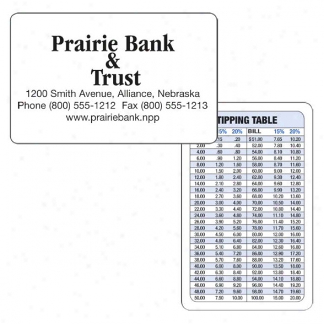 Wallet Card (tipping Table)