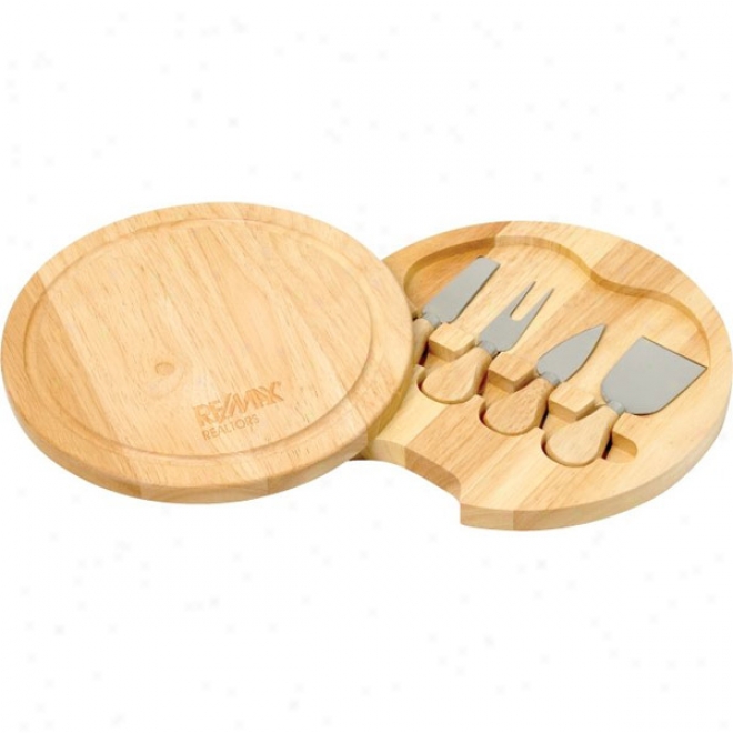 Wood Swivel Cheese Set