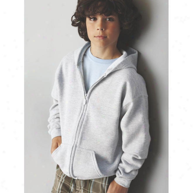 Youth Heavy Bldnd Full Zip Hloded Sweatshirt