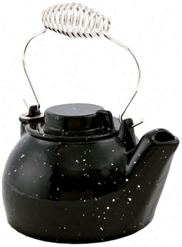 2 1/2 Quart Black Enameled Cast Iron Humidifier Kettle (u9301)