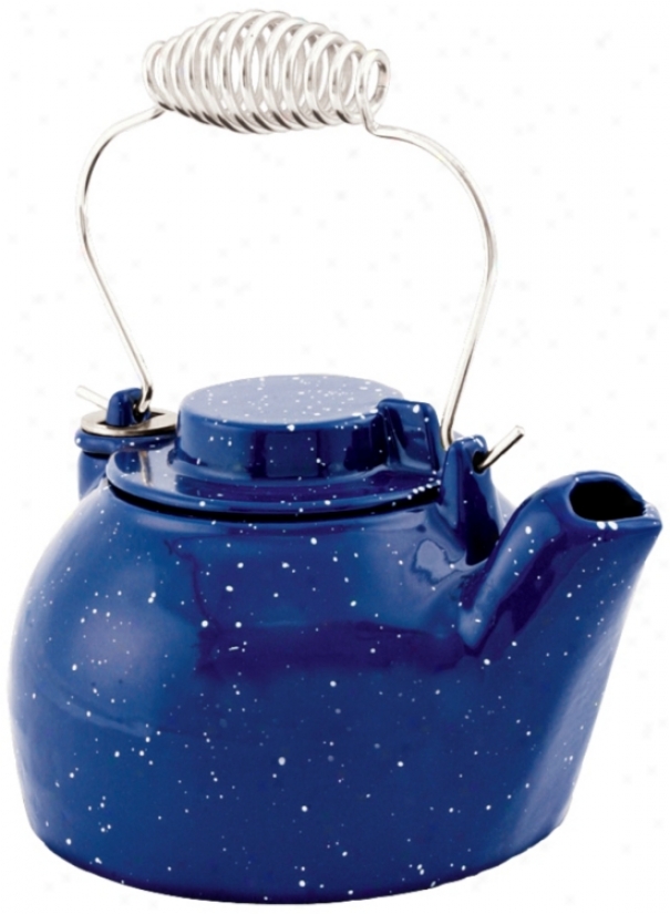 2 1/2 Quart Blue Enameled Cast Irno Humodifier Kettle (u9303)