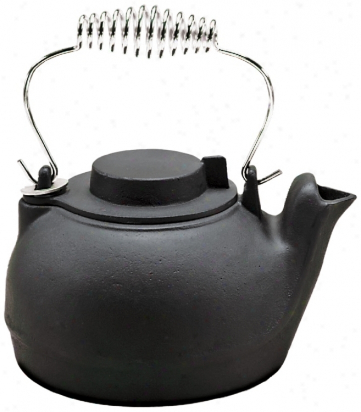 2 1/2 Quart Painted Black Cast Iron Kettle (u9297)