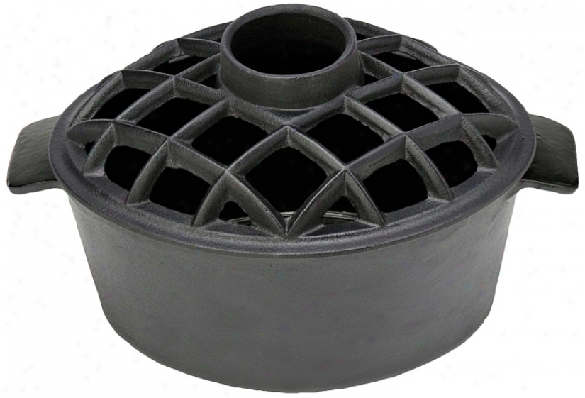 2 1/4 Two pints Blue Black Cast Iron Syeamer Pot And Lattice Top (u9294)