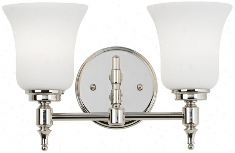 2-light Eyched Glass 13 3/4" Wide Nickel Bathroom Fixture (u1752)