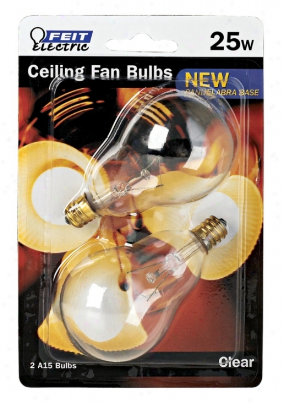 2-pack 25 Watt Candelabra Clear Ceiling Fan Light Bulbs (86089)