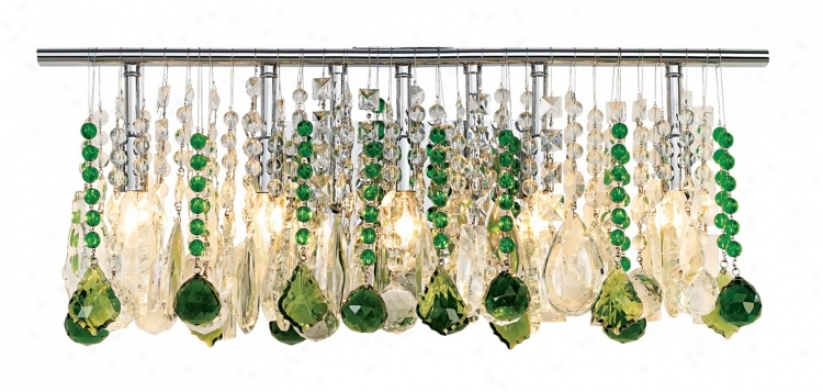 24" Wide Green And Extricate Crystal Five Light Bathroom Fixture (33774-f6172-f6172)
