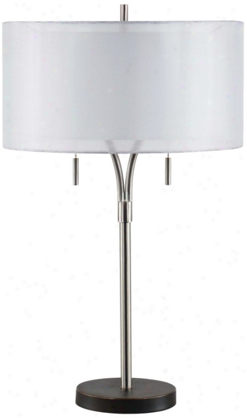 26"h Double Shade Polished Nickel Base Lamp (v3396)