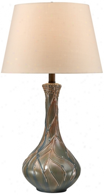 28"b Matte Green Teardrop Cerramic Table Lamp (v3063)