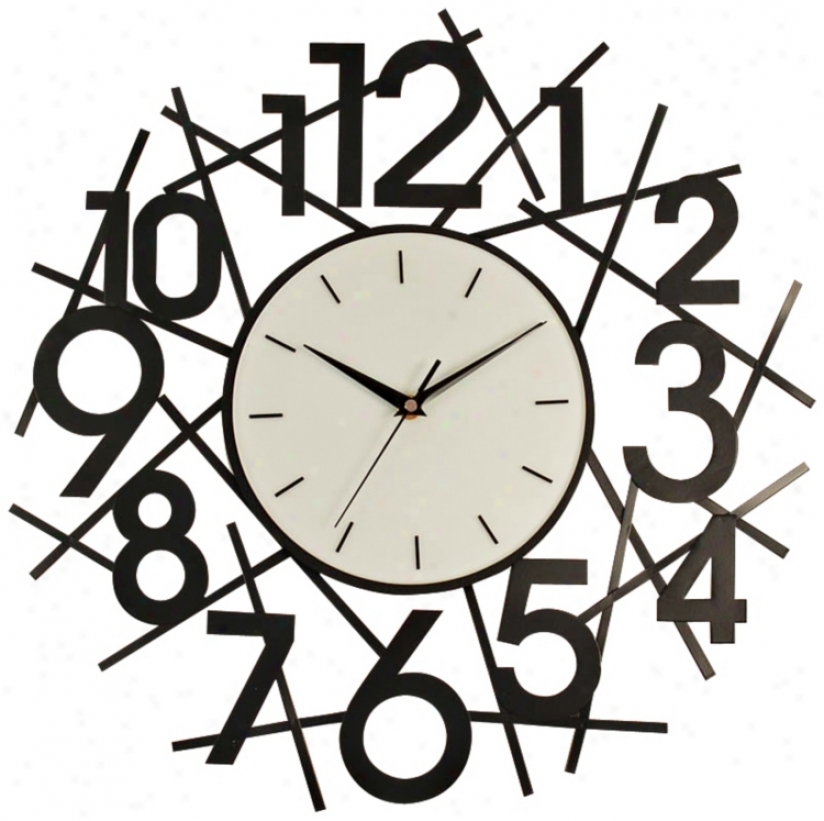 Abstract Matte Black Metal 18" Wide Wall Clock (m8039)