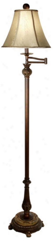 Adele Bronze And Faux Marble Swing Arm Floor Lamp (r1016)