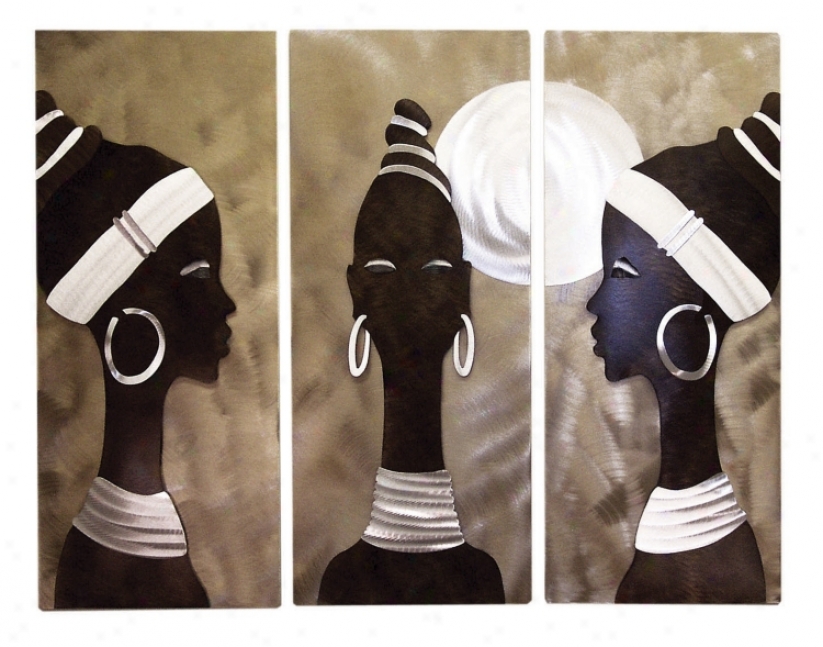 African Profiles Three Piece Iron 54" Wide Wall Art (f1284)