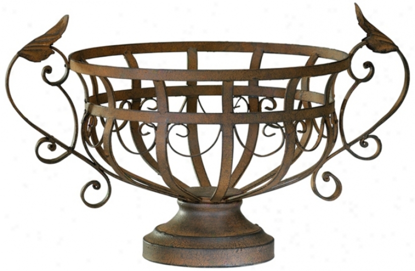 Aged Rust Iron Fruit Basket (r0758)