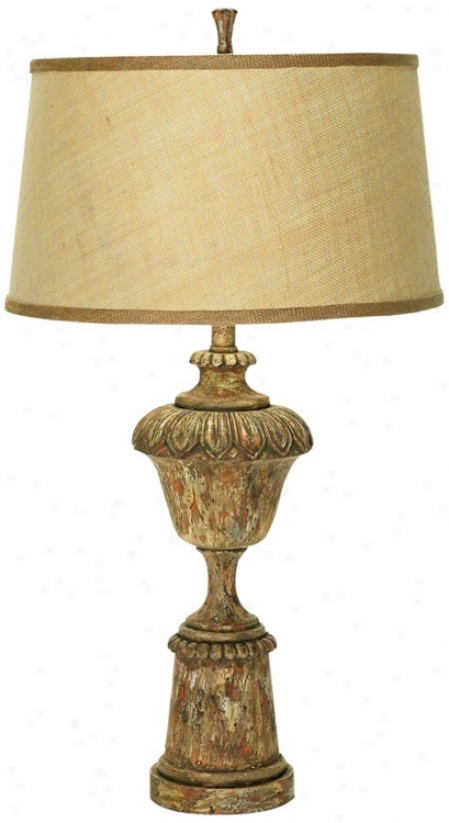 Aged Wood Finish Urn Table Lamp (t1690)