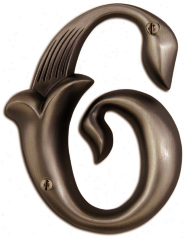 Alhambra Aged Bronze Finish House Number 6 (p2155