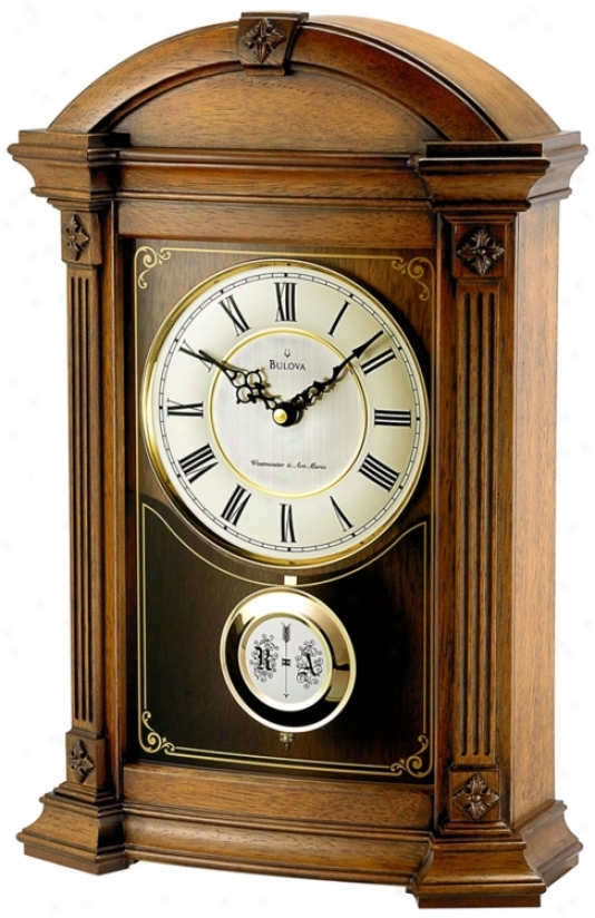 Allerton 17 1/2" High Triple-chime Bulova Mantel Clock (v1920)