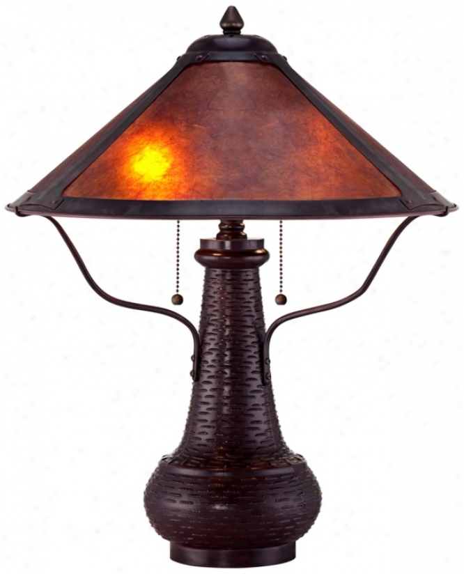 Amber Mica Shadow Mission Style Table Lamp (r3597)