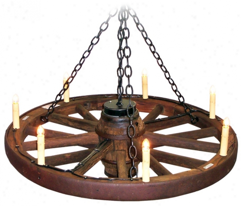 Amberwood Candelabra Style 48" Wagon Wheel Chandelier (k9036)