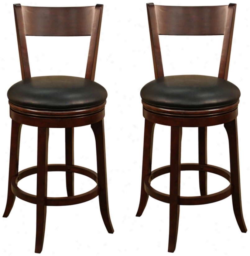 American Heritage Aubu5n Set Of 2 Tudor 30" High Bar Stools (u4597)