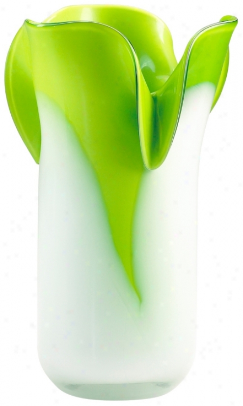 Andre Small Hot Green And Icy White Glass Vase (v1367)